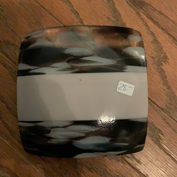 Handmade Decorative Fused Glass Tray with Curled Corners - Picture 2 of 2